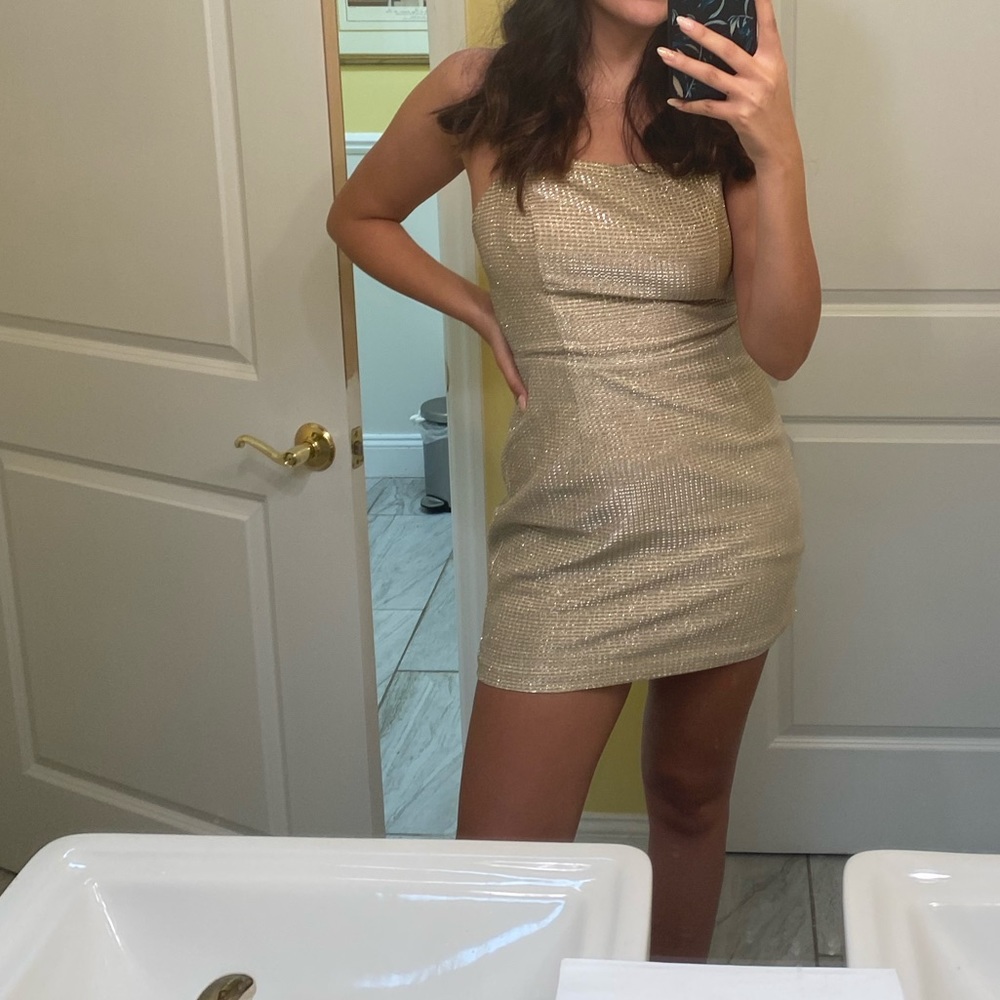Lulus Gold Shimmery Mini Dress